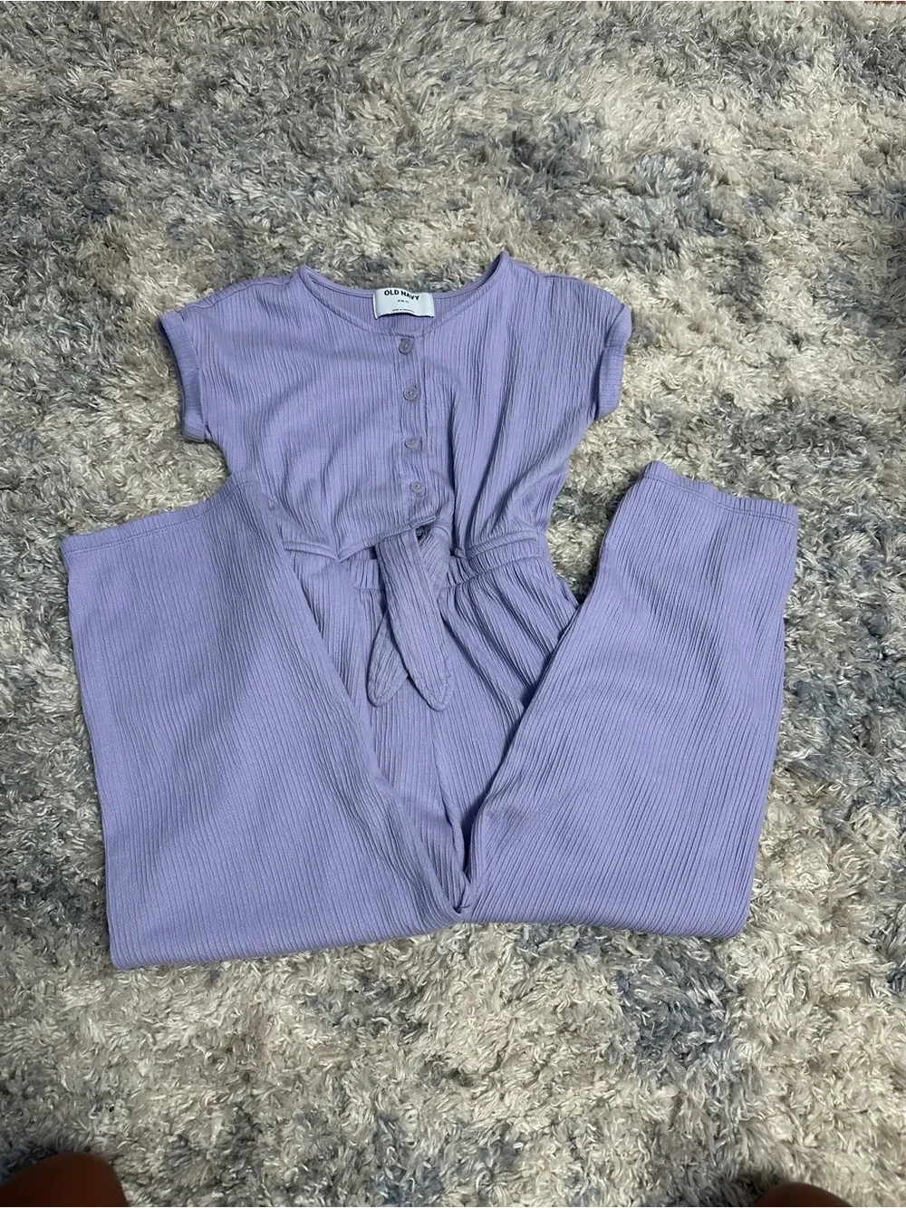 Old Navy Girls Lilac Button-Front Tie-Knot Jumpsuit Size 6-7